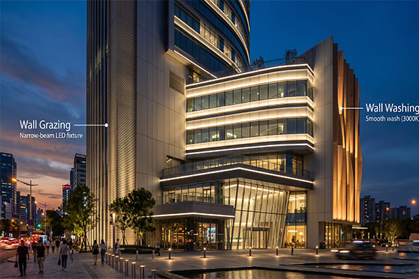 Architectural facade lighting design principles